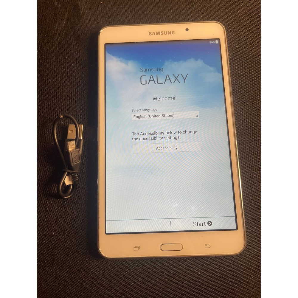 Samsung Galaxy Tab 4 7.0 White 8GB Tablet SM-T230NU w/ Cable